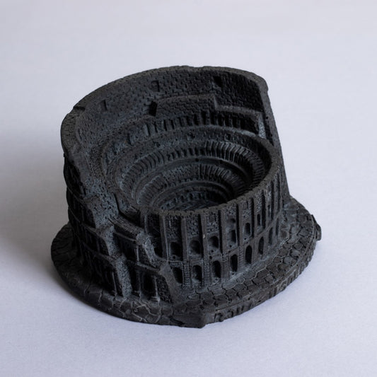 Colosseum Monument Miniature Black - Architectural Desk Accessory Paper Weight or Roman Ashtray