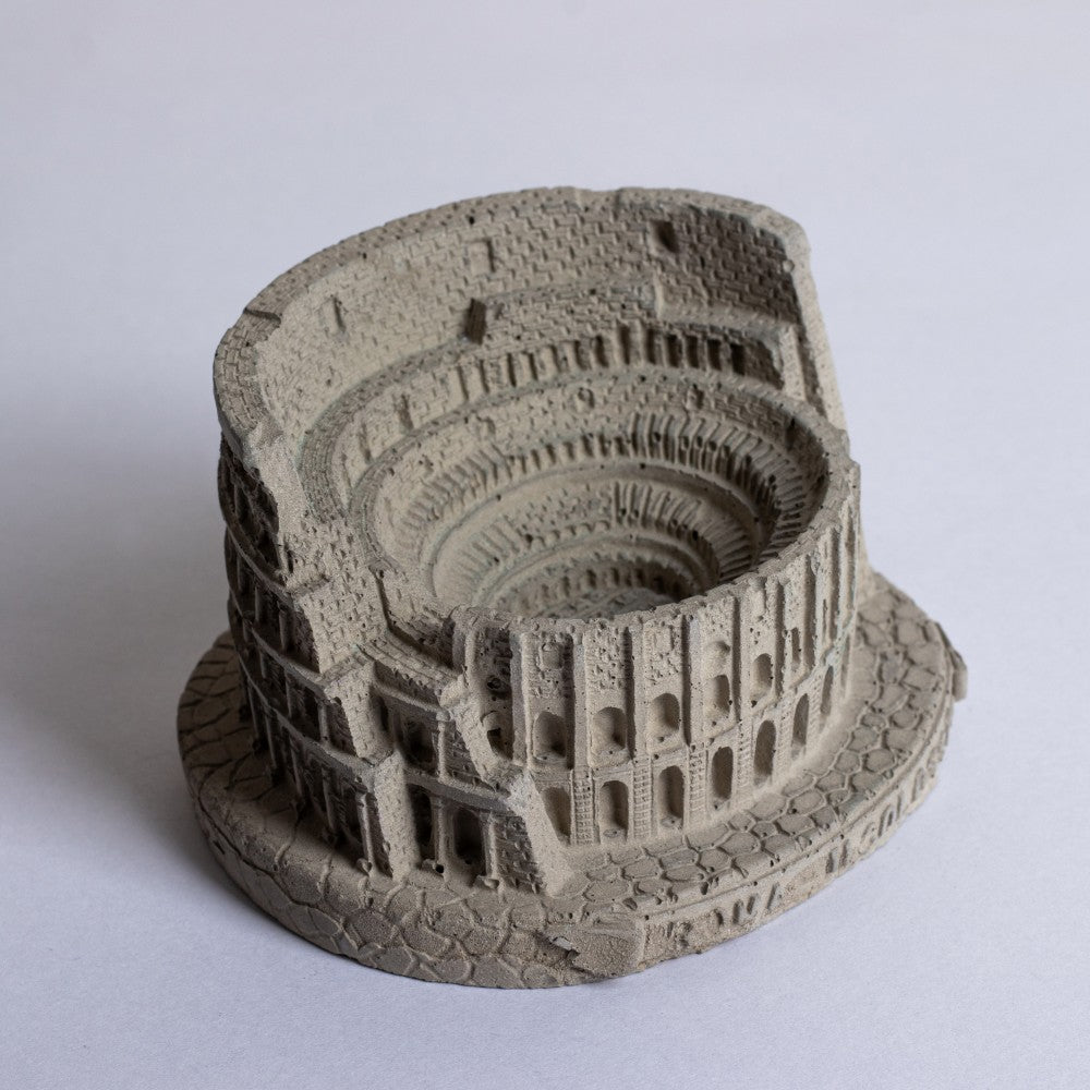 Colosseum Monument Miniature Cement Finish - Architectural Desk Accessory Paper Weight or Roman Ashtray