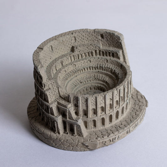 Colosseum Monument Miniature Cement Finish - Architectural Desk Accessory Paper Weight or Roman Ashtray