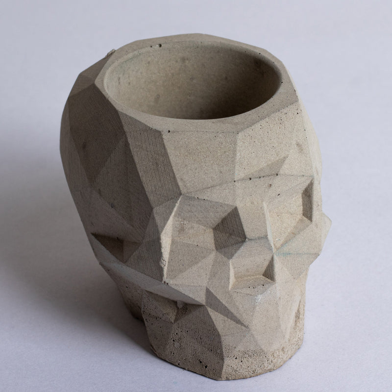 Skull Terracotta - Unique geometric skull shaped 3D pointed planter / Paperweight for Home & Office