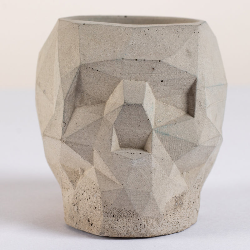 Skull Dark Concrete - Unique geometric skull shaped 3D pointed planter / Paperweight for Home & Office
