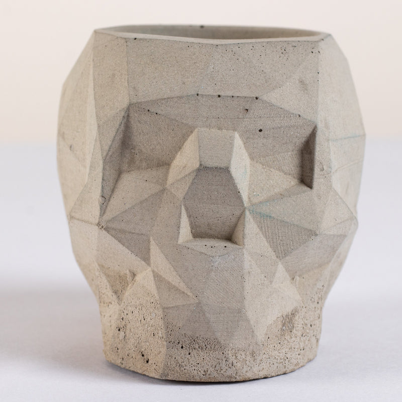 New Skull Cement Finish - Unique geometric skull shaped 3D pointed planter / Paperweight for Home & Office