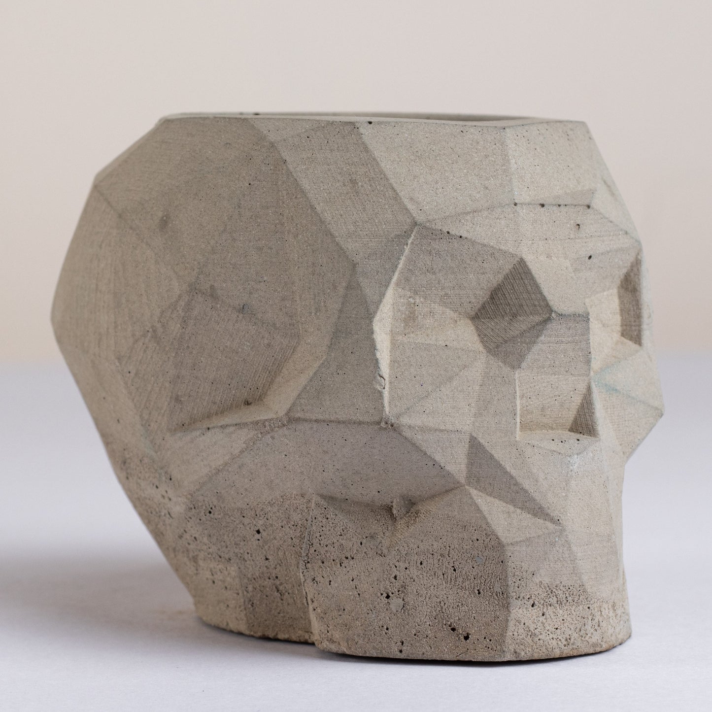 New Skull Cement Finish - Unique geometric skull shaped 3D pointed planter / Paperweight for Home & Office
