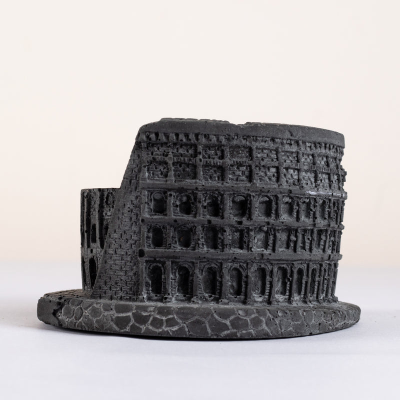 Colosseum Monument Miniature Black - Architectural Desk Accessory Paper Weight or Roman Ashtray