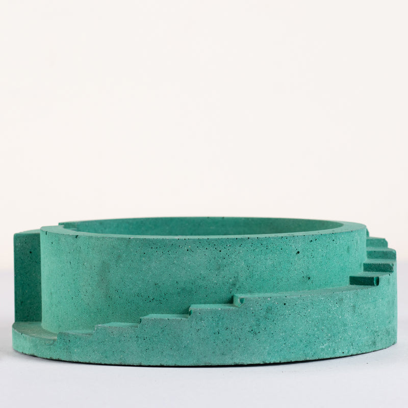 Spiro Basil Green - Spiral Shaped Accessory tray for Desk Home or Office or designer Ashtray for made of concrete.