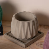 Onca Cement Finish - Geometric Succulent Planter for Table top Decor, Window sill or Ledge for Home & Office