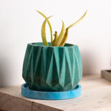 Onca Basil Green - Geometric Succulent Planter for Table top Decor, Window sill or Ledge for Home & Office