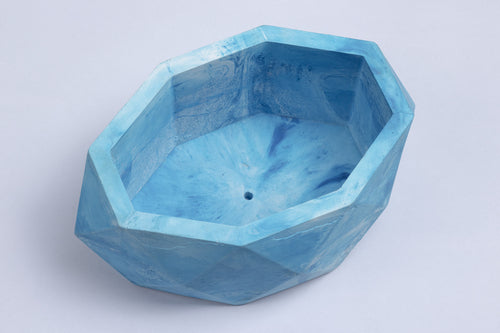 Ovate Planter Mint Marble - Concrete Breathable porous Planter for Pair of Succulents or Small Indoor & Outdoor Plants, Flower Pot for Multiple Succulents or Small Plants
