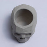 New Skull Dark Concrete - Unique geometric skull shaped 3D pointed planter / Paperweight for Home & Office