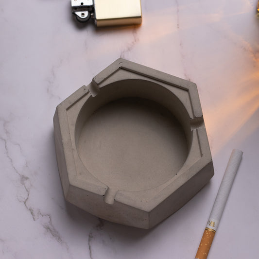 Hextray Cement Finish - Hexagonal Geometric Ashtray for Indoor, Outdoor, Car, Office or Home Decor