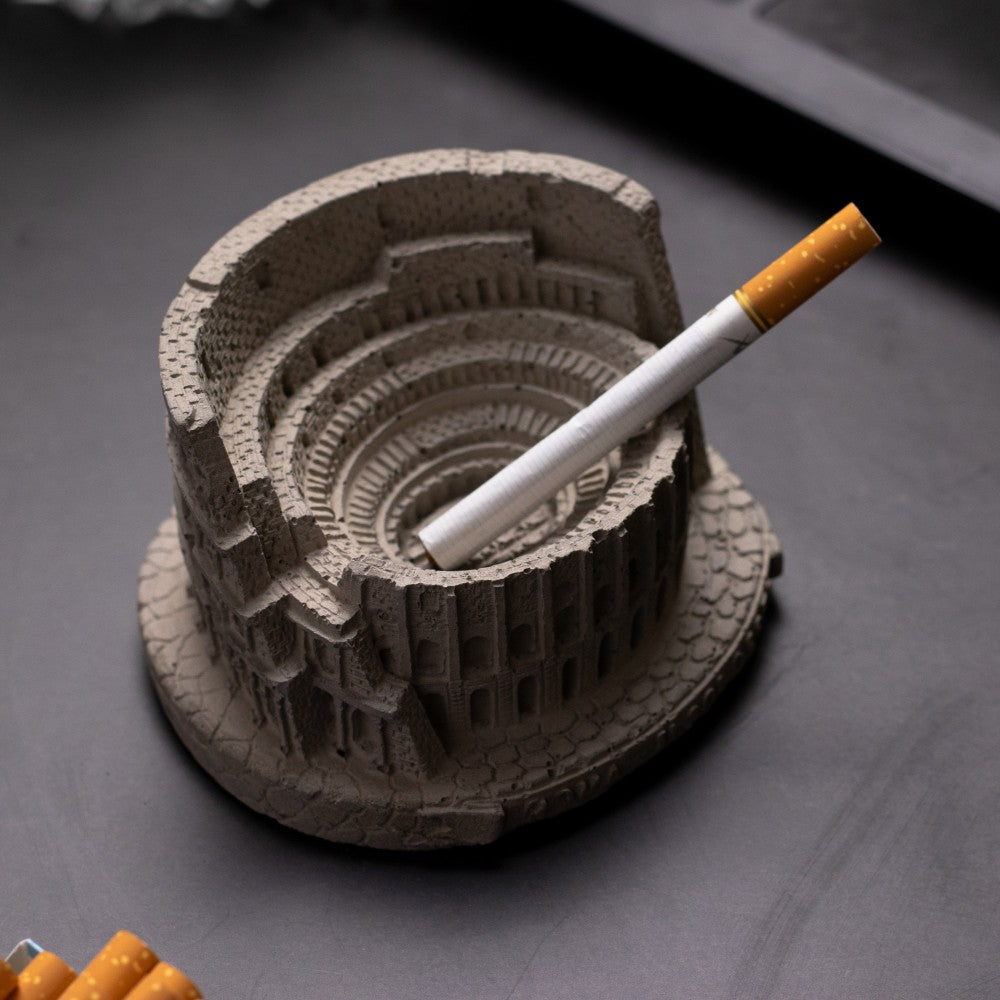 Colosseum Monument Miniature Cement Finish - Architectural Desk Accessory Paper Weight or Roman Ashtray