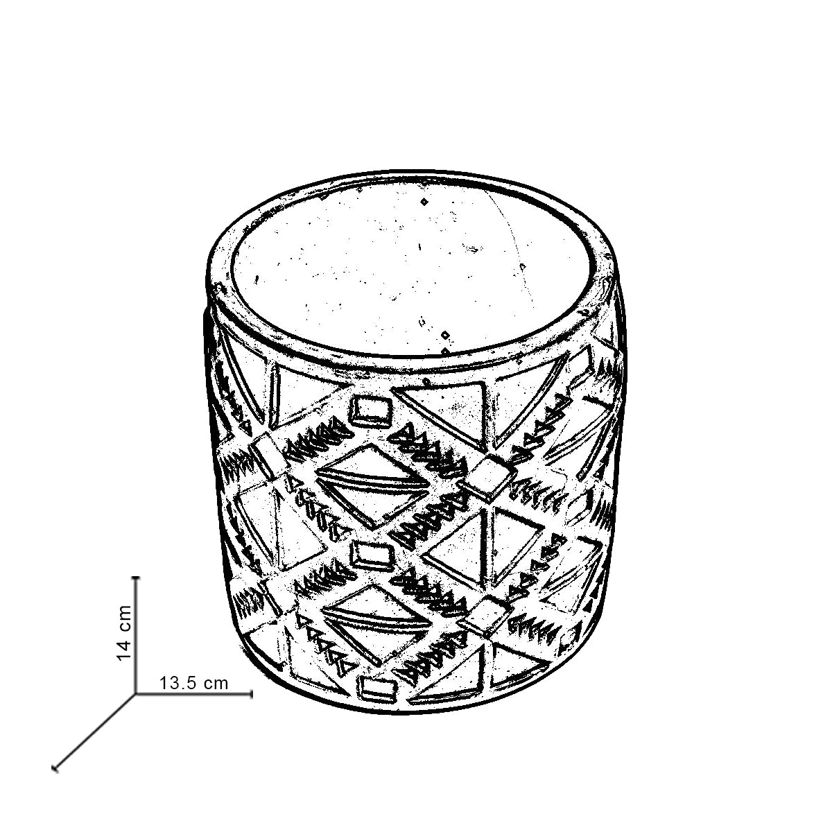 Square Squad-Dark Concrete-Cylindrical Planter with a geometric pattern- ideal for indoors and outdoors