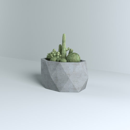 Ovate Planter Dark Concrete - Concrete Breathable porous Planter for Pair of Succulents or Small Indoor & Outdoor Plants, Flower Pot for Multiple Succulents or Small Plants