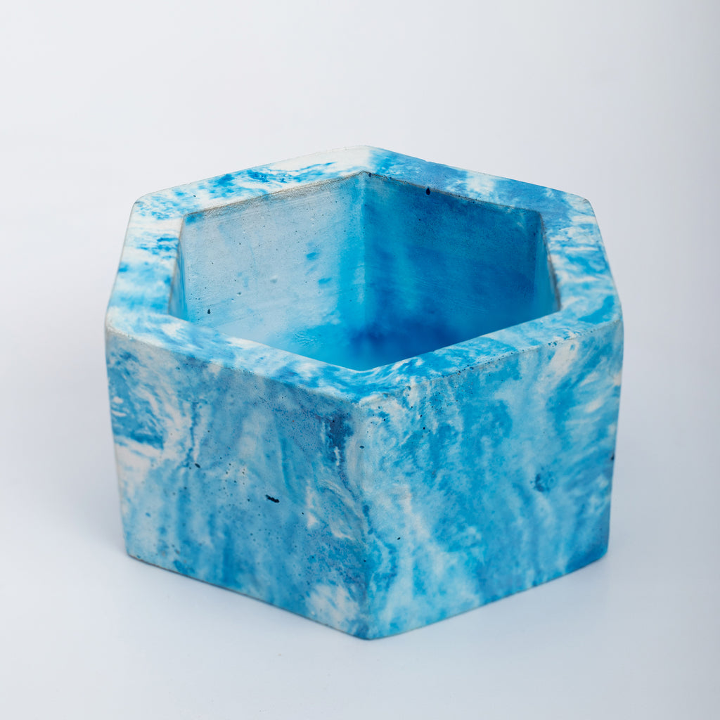 Hexo- Cloud - Hexagonal concrete pot for succulents & small plants perfect for office and study table