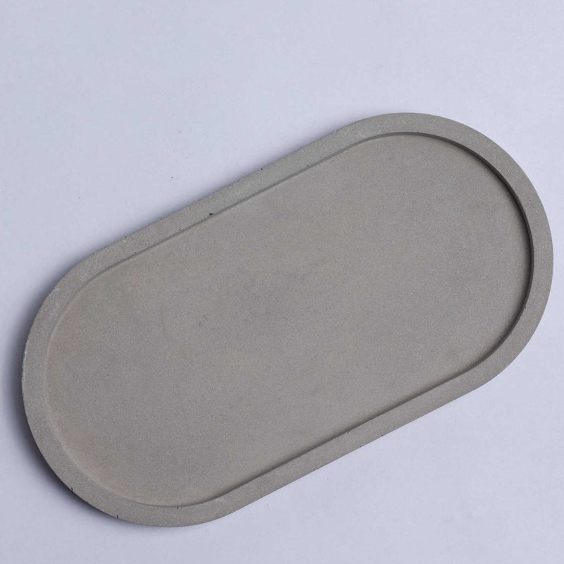 Oval Tray Cement Finish - Concrete trinket tray for jewellery or tray for multiple planters