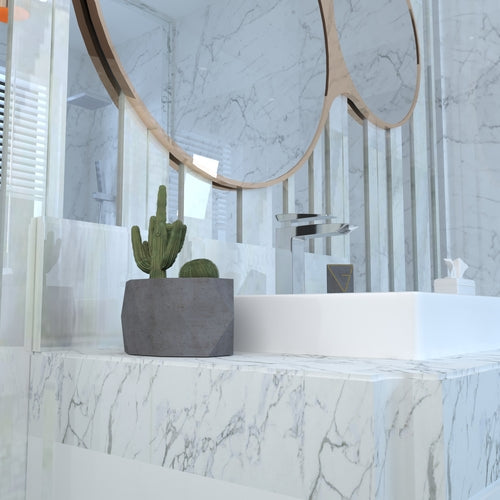 Ovate Planter Mint Marble - Concrete Breathable porous Planter for Pair of Succulents or Small Indoor & Outdoor Plants, Flower Pot for Multiple Succulents or Small Plants